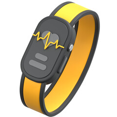 Yellow Fitness band tracker 3D Icon Illustration. Low Poly Style