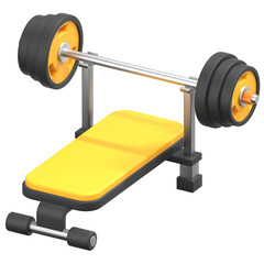 Yellow Gym bench 3D Icon Illustration. Low Poly Style