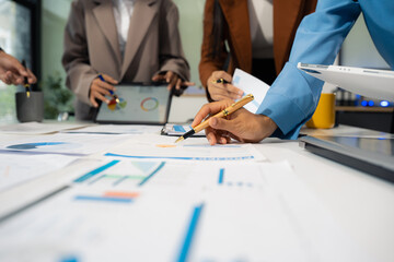 Project manager working and update tasks with milestones progress planning and professional...