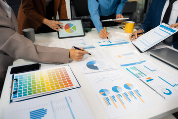 Project manager working and update tasks with milestones progress planning and professional...