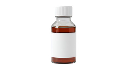 3D Render Bottle with Liquid Transparent Glass for Medicine Syrup