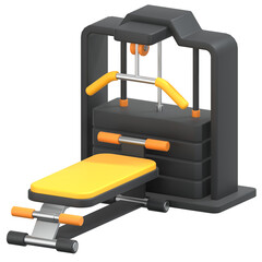 Yellow Lat pulldown 3D Icon Illustration. Low Poly Style