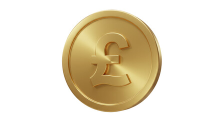 3D Render Golden Pound Coin Money Finance Investment Wealth
