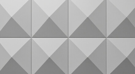 Fototapeta premium Abstract geometric pattern of light gray and dark gray triangular tiles.