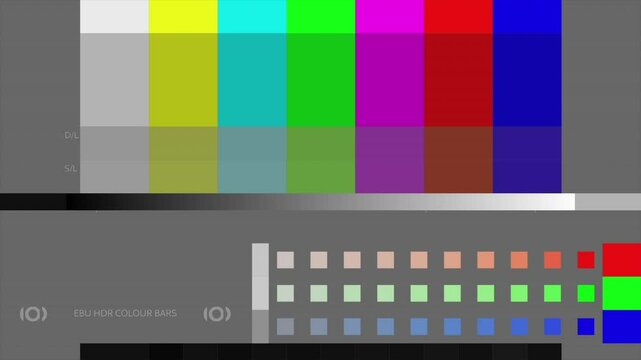 EBU HDR Bars, Tone, and Clock 1080p 25fps HLG 4 Track 16 Channel