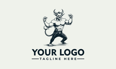 A muscular demon character with horns and a tail is flexing, ready for action.