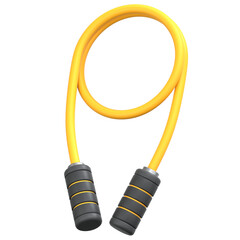 Yellow Skipping rope 3D Icon Illustration. Low Poly Style