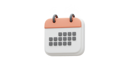 3D Render of Peach Calendar for Scheduling and Time Management