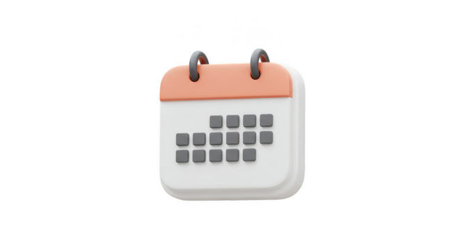 3D Render of Peach Calendar for Scheduling and Time Management