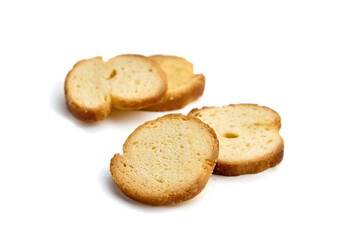 Golden Bruschetta Chips Isolated on White Background