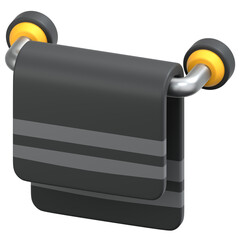 Towel hanger with black towel 3D Icon Illustration. Low Poly Style