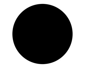 Minimalist graphic representation of a solid black circle on a white background