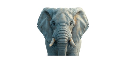 Elephant Head Close-Up. Majestic Wildlife And Conservation Symbol Isolated On Transparent Background