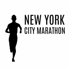New York City Marathon background, with silhouettes of runners. Suitable for t-shirt graphics, posters, prints, flyers, and postcards.