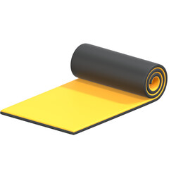 Rolling Yellow Workout mat 3D Icon Illustration. Low Poly Style