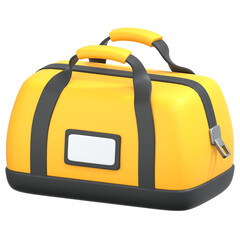 Yellow Duffle bag 3D Icon Illustration. Low Poly Style