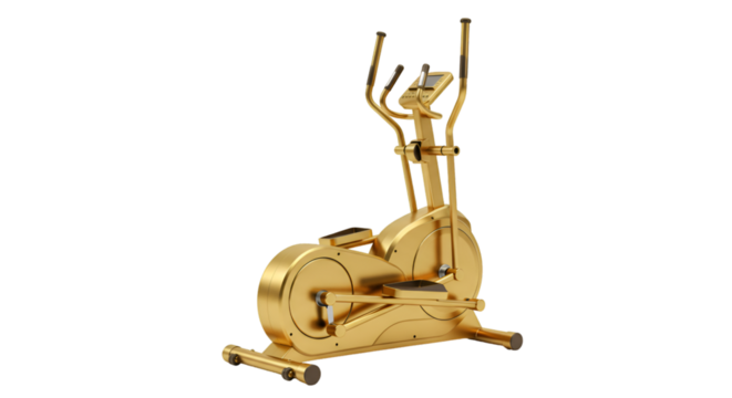 3d Rendering Golden Elliptical Trainer Exercise Machine Gym Equipment
