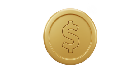 3D Rendered Golden Dollar Coin Shiny Wealth and Finance