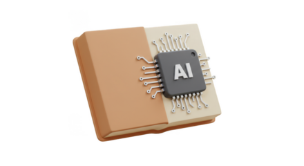 3d Rendering of AI Chip on Book for Artificial Intelligence