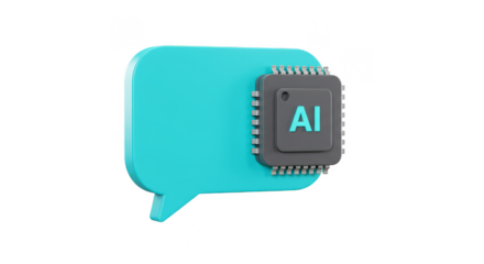 3D Rendering Artificial Intelligence Chat Bubble for Modern Technology