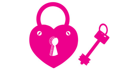 Pink key and padlock vectors