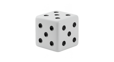 3D Render of White Dice with Black Dots for Game Luck Chance