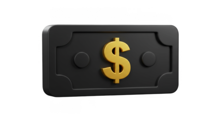 3D Rendered Black Dollar Sign Represents Wealth And Success Currency