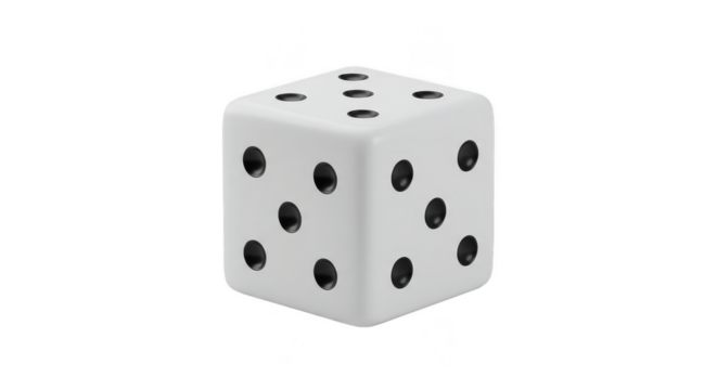 3D Render of White Dice with Black Dots for Game Luck Chance - Powered by Adobe