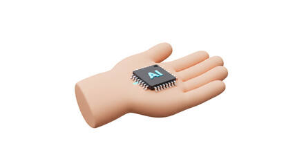 3d Rendered Hand Holding AI Chip Technology Innovation Future
