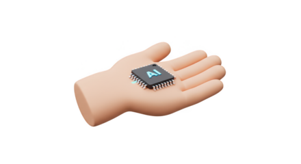 3d Rendered Hand Holding AI Chip Technology Innovation Future