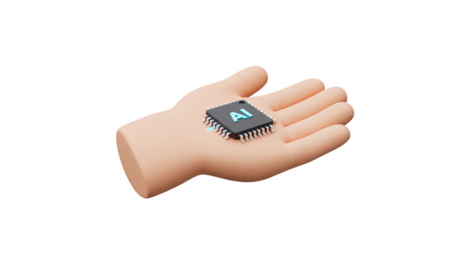3d Rendered Hand Holding AI Chip Technology Innovation Future