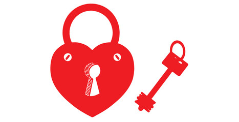 Red key and padlock vectors