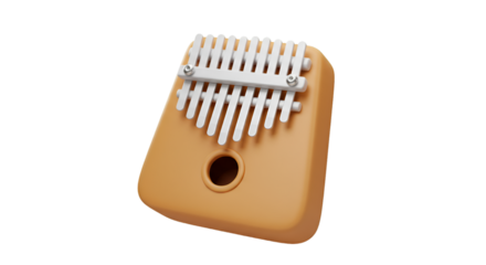 3D Rendering of Kalimba Thumb Piano Musical Instrument with Wooden Body
