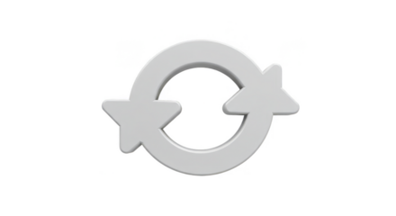 3D Render Refresh Reload Loop Arrow Icon White on Transparent Background