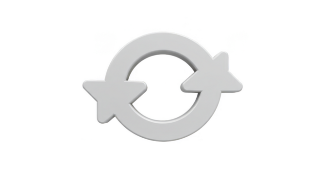 3D Render Refresh Reload Loop Arrow Icon White on Transparent Background