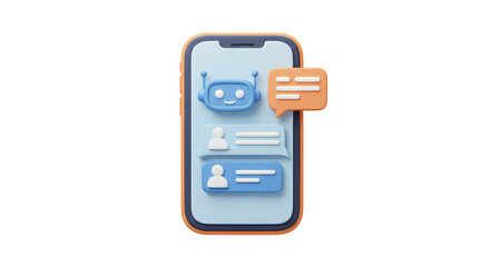 3D Render Smartphone Chatbot App with Modern Communication Technology