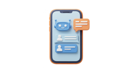 3D Render Smartphone Chatbot App with Modern Communication Technology