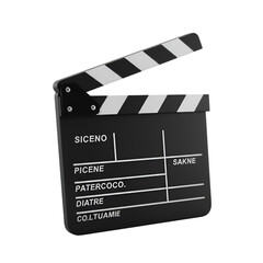 Obraz premium 3D Rendering of an Isolated Black Clapperboard with a Transparent Background