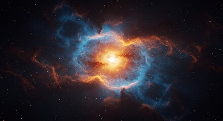 Obraz premium Vibrant cosmic nebula with glowing stars and fiery gas clouds