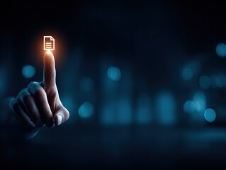 Interactive Digital Document Interface on Futuristic Display, Highlighting Technology and Scientific Advancements in Business.