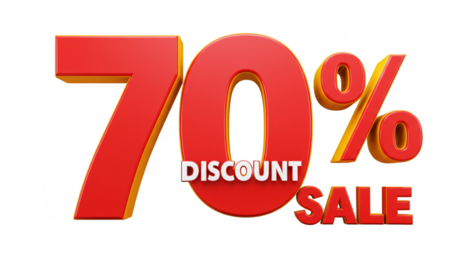 3d Seventy Percent Off Red Sale Discount Offer Promotion