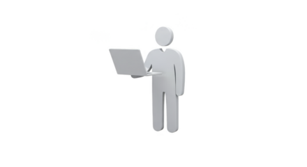3D Silhouette of Man Holding Laptop Business Technology Work