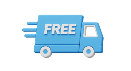 3D Rendering Free Shipping Delivery Truck Fast Transport Service