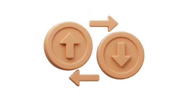 3d Rendering Coins with Arrows Currency Exchange Finance Investment