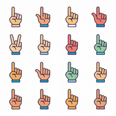 Colorful Hand Pointing Up Icon Set Vector