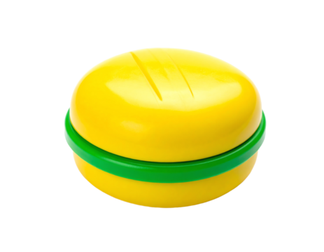 Toy plastic burgers on white background, isolate, close-up
