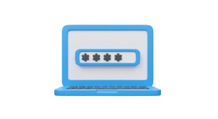 3d Rendering Laptop with Password Security Data Protection
