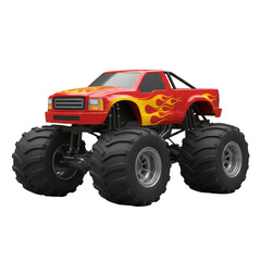 3d Rendering Monster Truck with Flames Extreme Power Automotive Design
