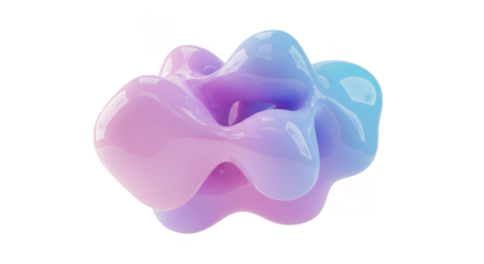 Abstract Fluid Blob Shape Gradient Iridescent Transparent Background