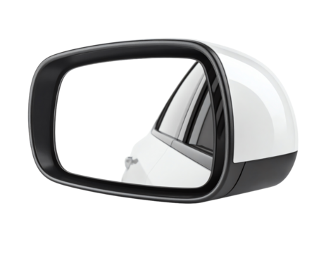 A rear view mirror with a picture of the road in it